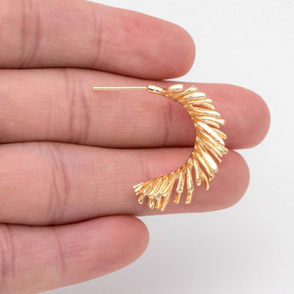 4pcs Gold Feather Earring, Leaf Hoop Earring, Metal Statement Earring, Modern Metal Earring, Gift For Her, Minimalist Earring (GB-2827)