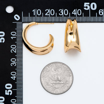 4pcs Gold Minimalist C Shape Earring Posts, 18K Gold plated Brass Ear Posts, Stud Earrings (GB-2828)