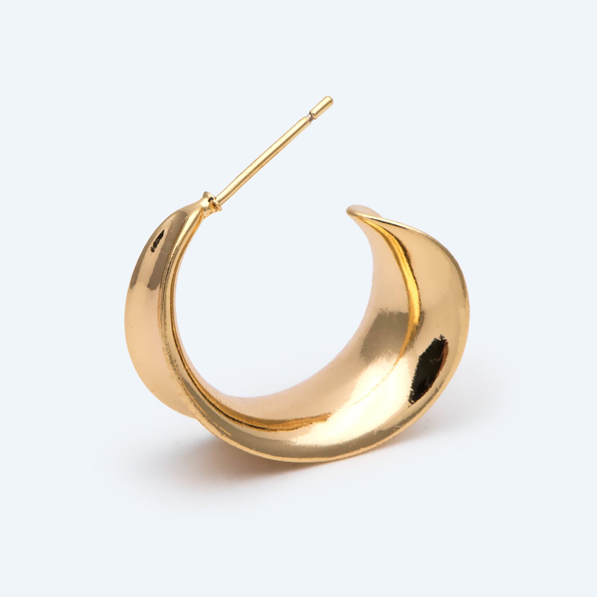 4pcs Gold Minimalist C Shape Earring Posts, 18K Gold plated Brass Ear Posts, Stud Earrings (GB-2828)