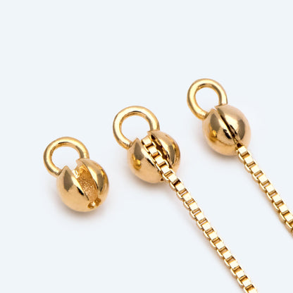 20pcs Gold Crimp Ends, Cord Ends, Clam Shell Bead Tip, Ball Chain Connector, Chain Crimps, Gold Plated Findings (GB-2832)