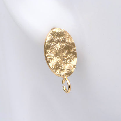 10pcs Gold/ Silver Hammered Oval Disc Earring, 16x9mm, Geometric Stud Earring Components (GB-2834)