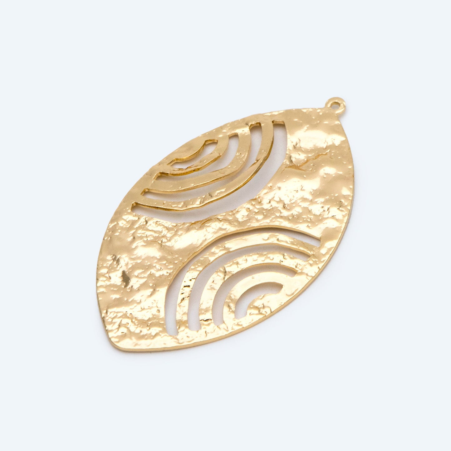 10pcs Gold Oval Disc Pendants 49x28mm, Gold plated Brass Geometric Hammered Charms (GB-1422-F)