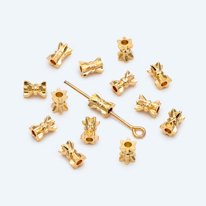20pcs Gold Gear Spacer Beads 5x4mm, 18K Gold plated Brass, Tube Spacer Beads (GB-2839)