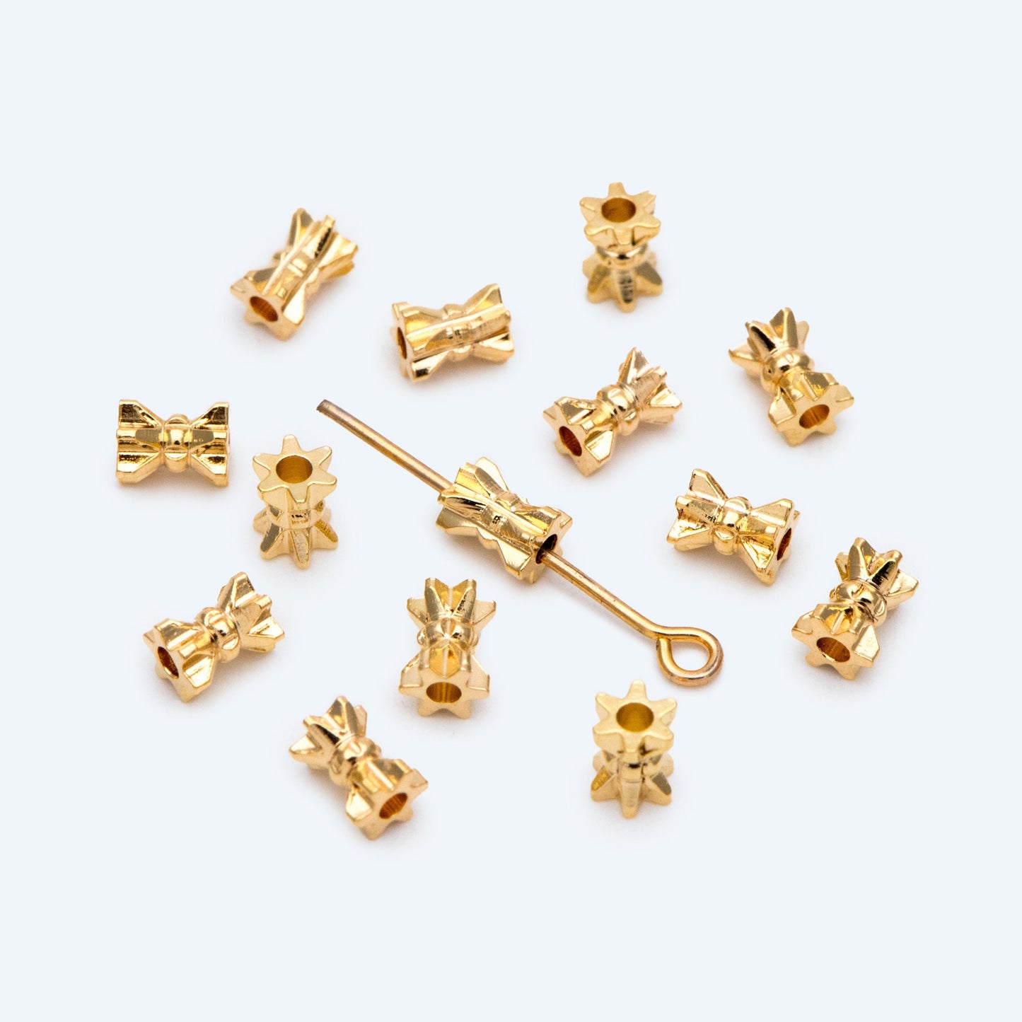 20pcs Gold Gear Spacer Beads 5x4mm, 18K Gold plated Brass, Tube Spacer Beads (GB-2839)