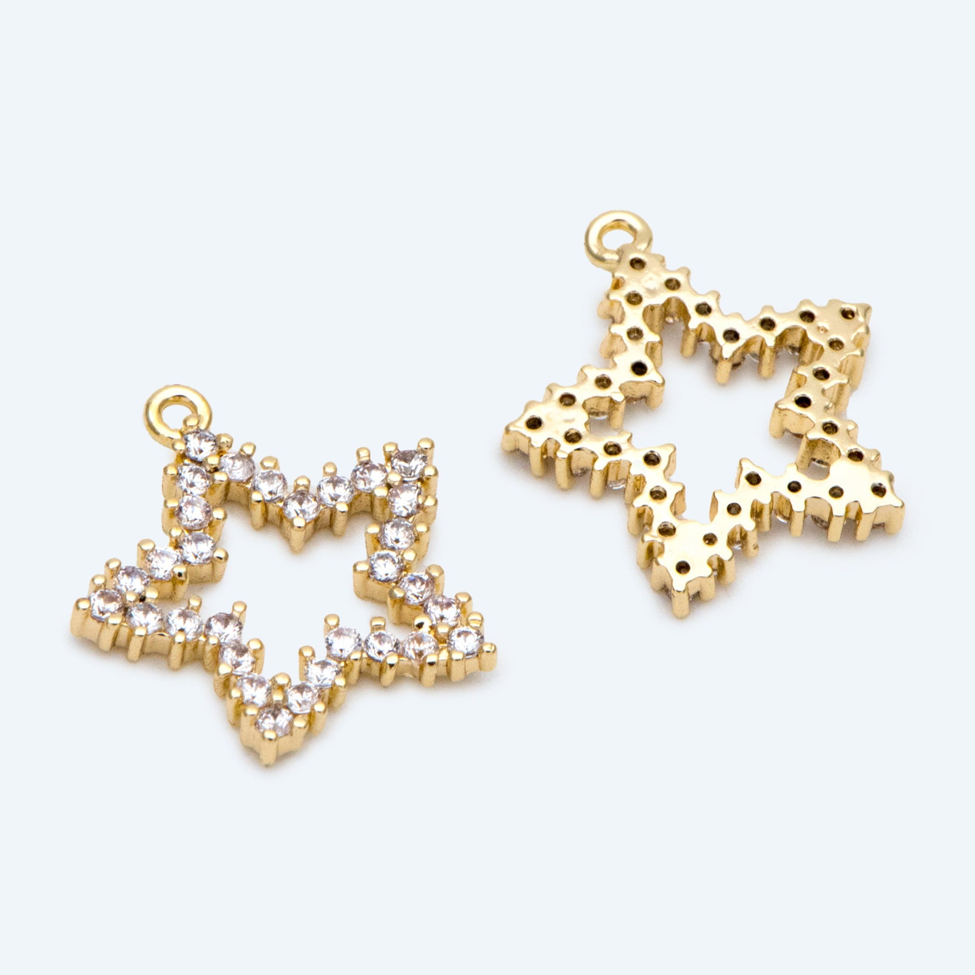 10pcs CZ Pave Gold Star Charm Pendant, Jewelry Making, Diy Material, Jewelry Supplies (GB-162-M)