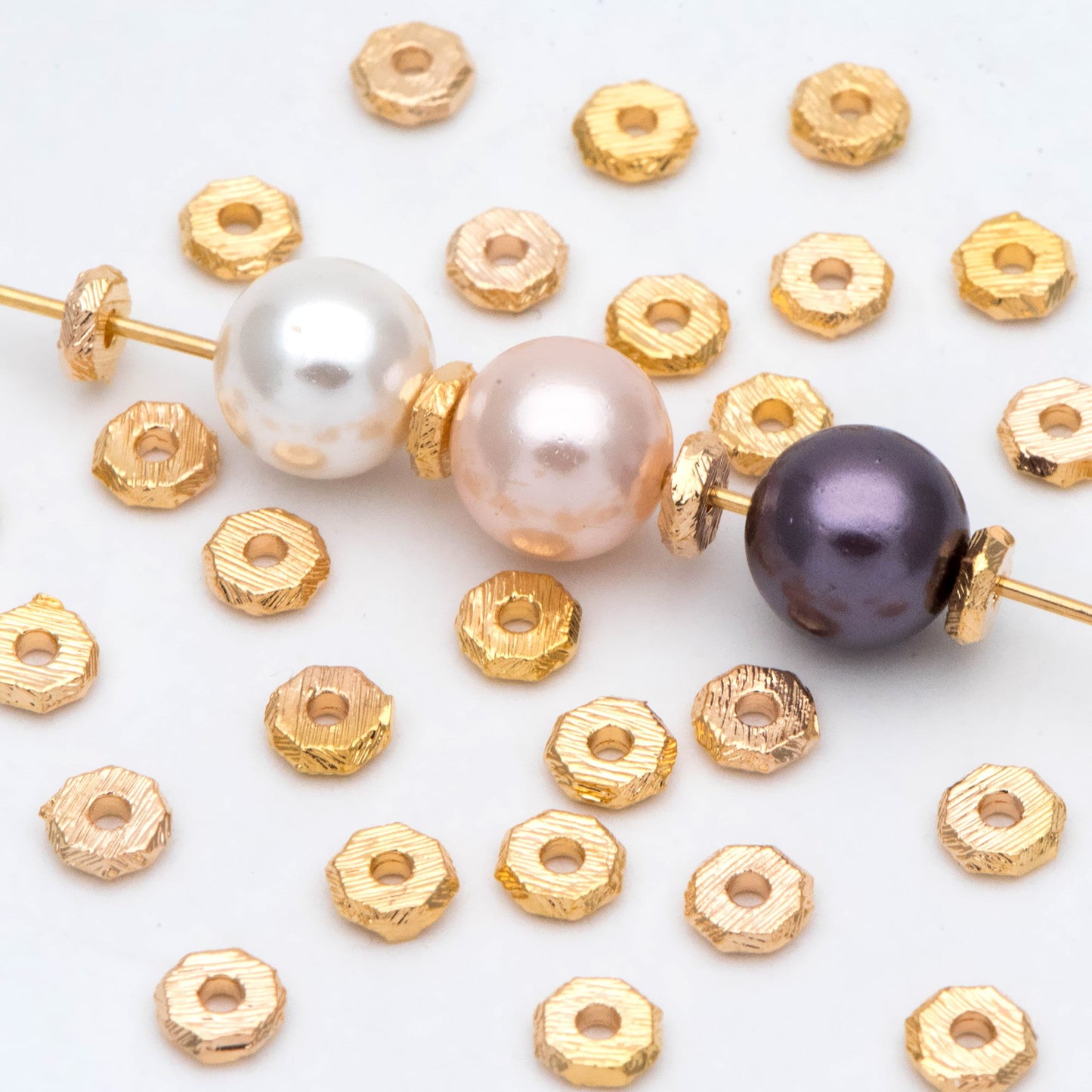 20pcs Gold Brushed Octagonal Spacer Beads 4.5mm, Jewelry Making Supplies Wholesale (GB-2918)