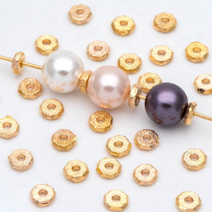 20pcs Gold Brushed Octagonal Spacer Beads 4.5mm, Jewelry Making Supplies Wholesale (GB-2918)
