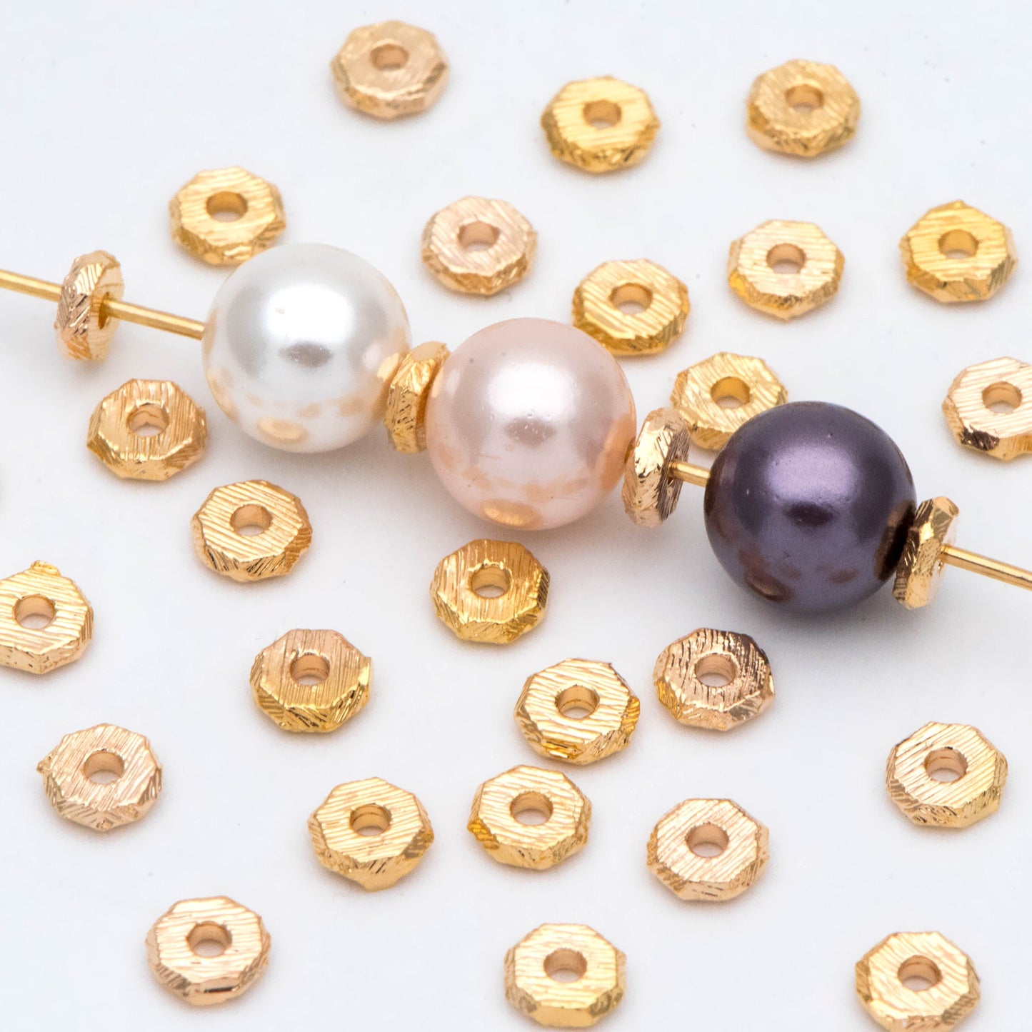 20pcs Gold Brushed Octagonal Spacer Beads 4.5mm, Jewelry Making Supplies Wholesale (GB-2918)