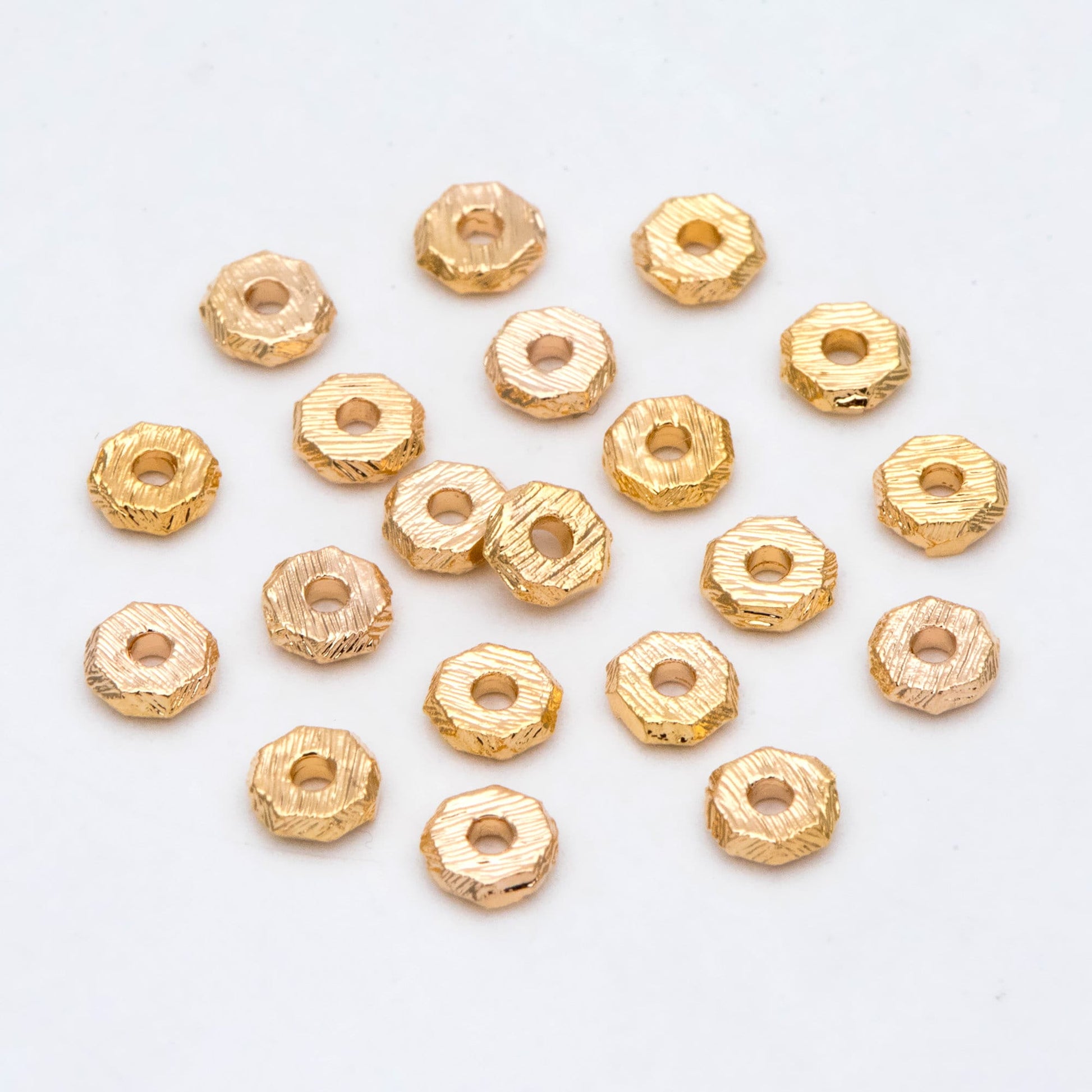 20pcs Gold Brushed Octagonal Spacer Beads 4.5mm, Jewelry Making Supplies Wholesale (GB-2918)