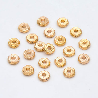 20pcs Gold Brushed Octagonal Spacer Beads 4.5mm, Jewelry Making Supplies Wholesale (GB-2918)