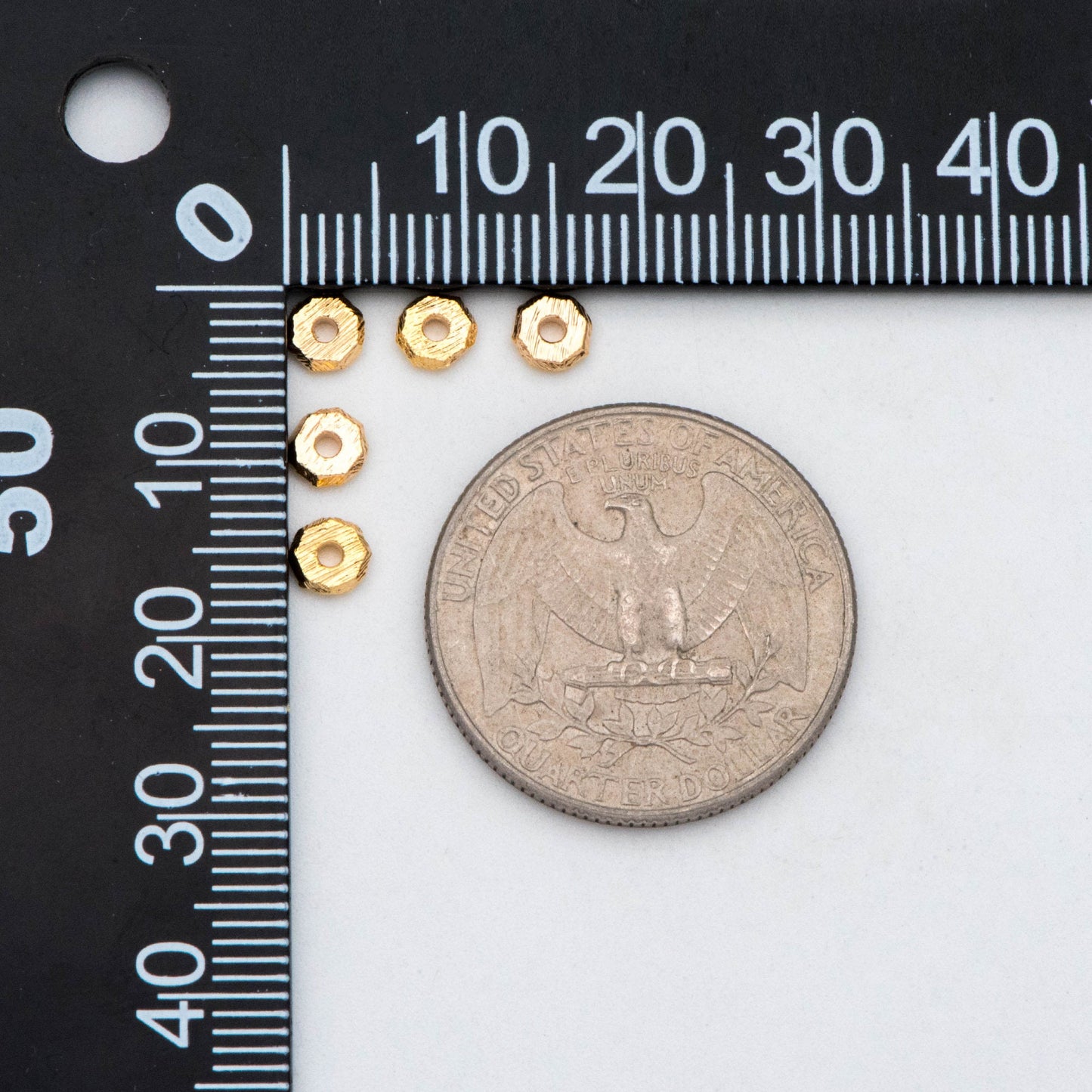 20pcs Gold Brushed Octagonal Spacer Beads 4.5mm, Jewelry Making Supplies Wholesale (GB-2918)