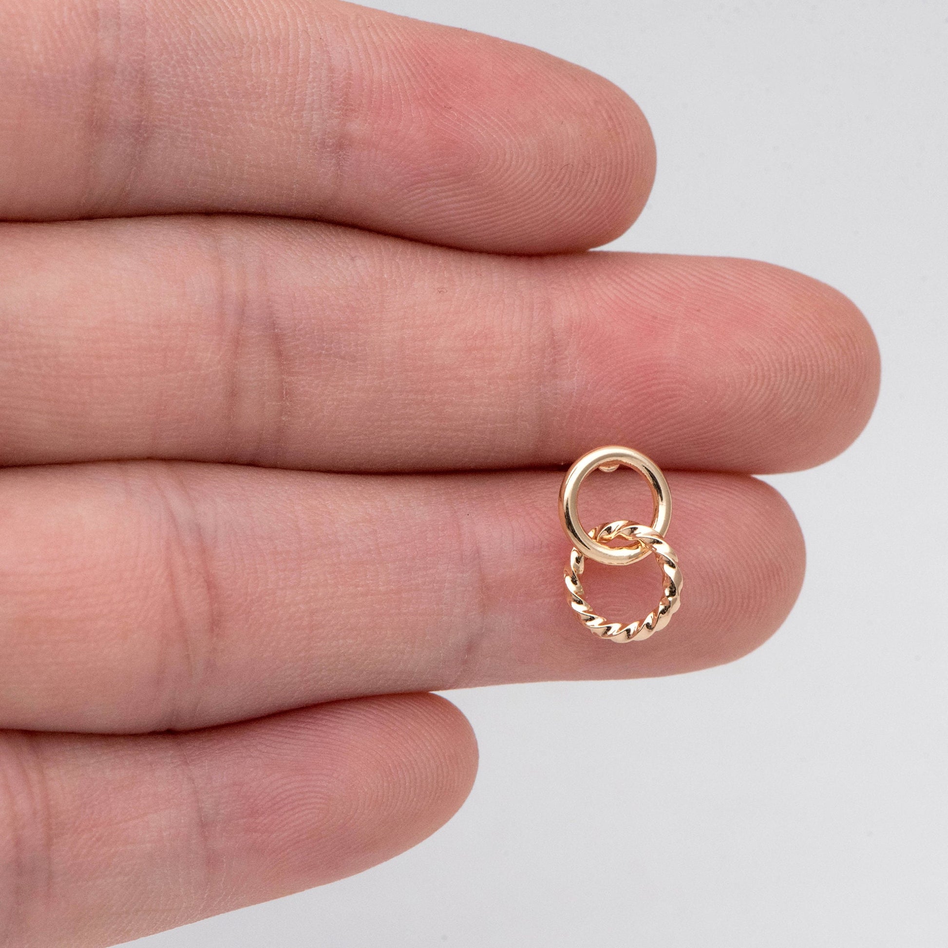 10pcs Interlocking Earring Studs, Gold/ Rhodium plated Brass, Linkage Circle Earring, Double Circle Ear Posts (GB-2920)