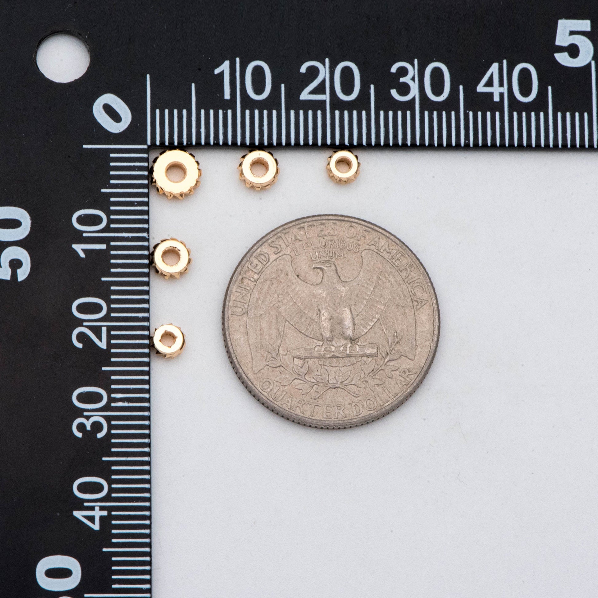 20pcs Gold Gear Round Spacer Beads 4/ 5/ 6mm, Jewelry Making Supplies Wholesale (GB-2921)