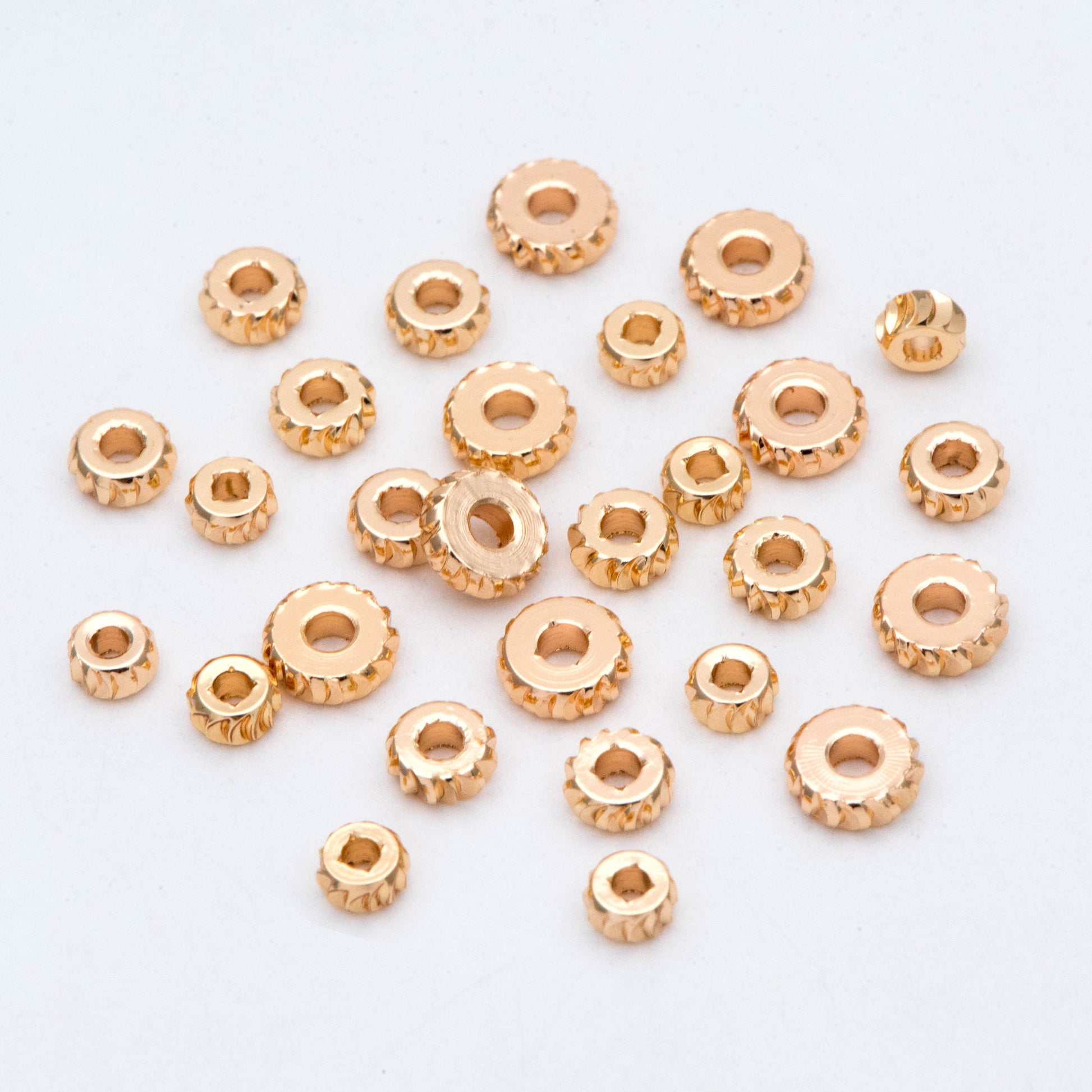 20pcs Gold Gear Round Spacer Beads 4/ 5/ 6mm, Jewelry Making Supplies Wholesale (GB-2921)