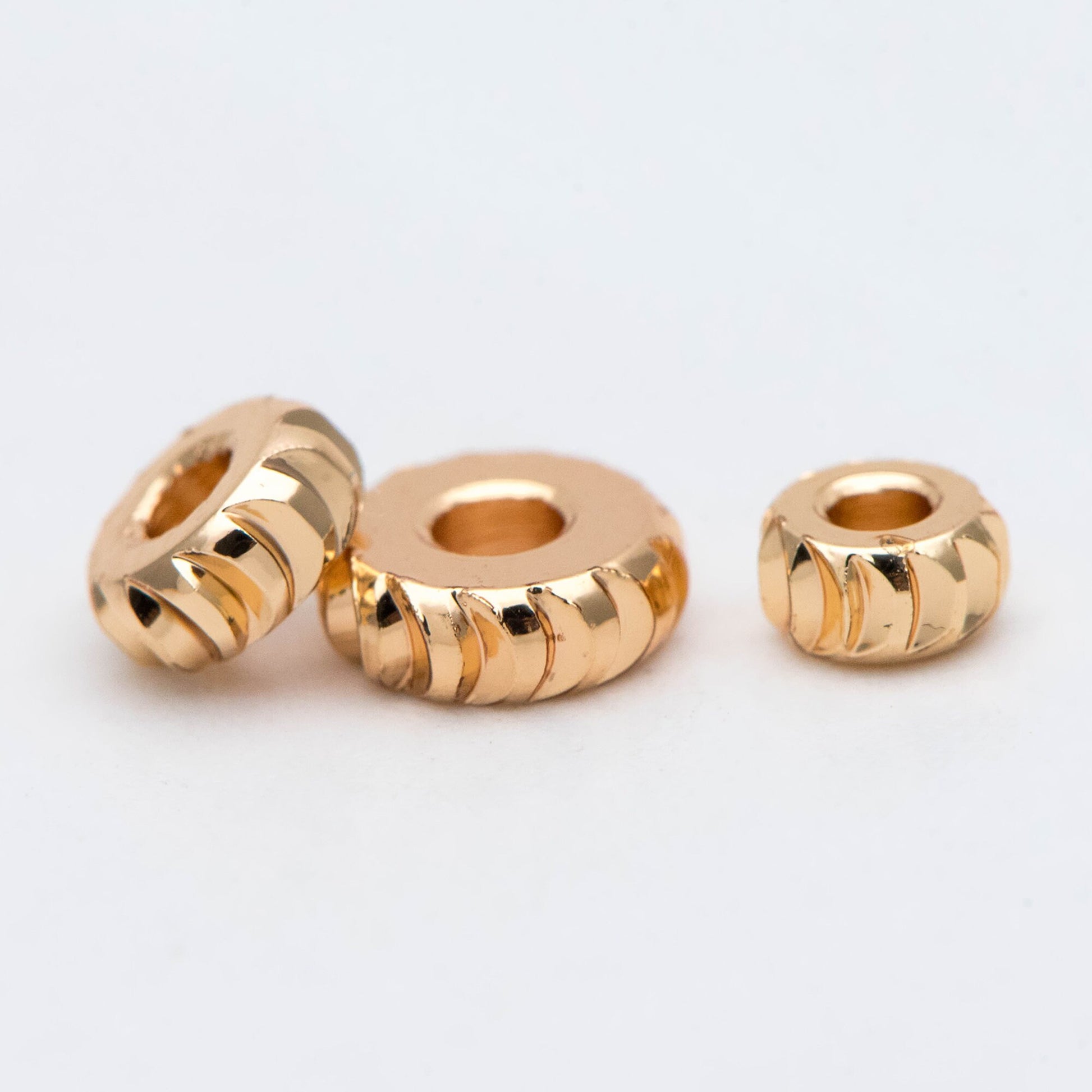 20pcs Gold Gear Round Spacer Beads 4/ 5/ 6mm, Jewelry Making Supplies Wholesale (GB-2921)