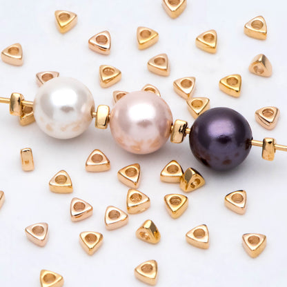 20pcs Gold plated Brass Triangle Spacer Beads, Jewelry Making Supplies Wholesale (GB-2923)