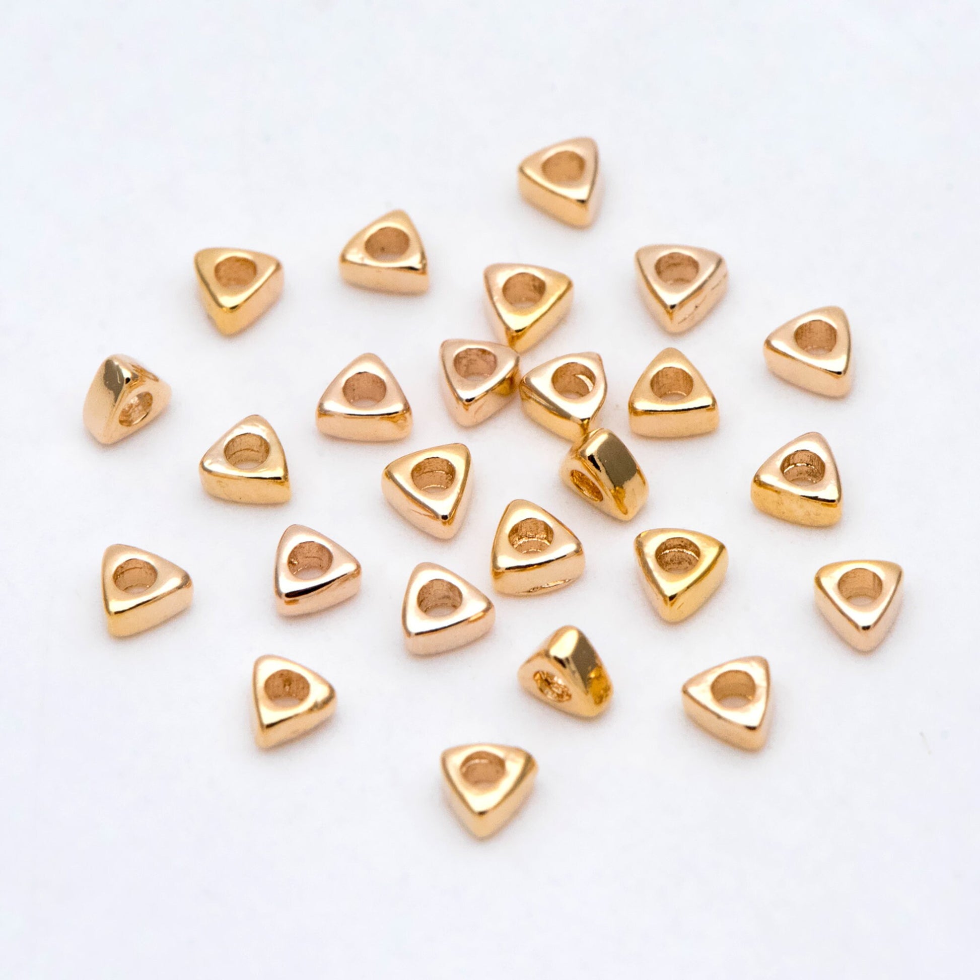 20pcs Gold plated Brass Triangle Spacer Beads, Jewelry Making Supplies Wholesale (GB-2923)