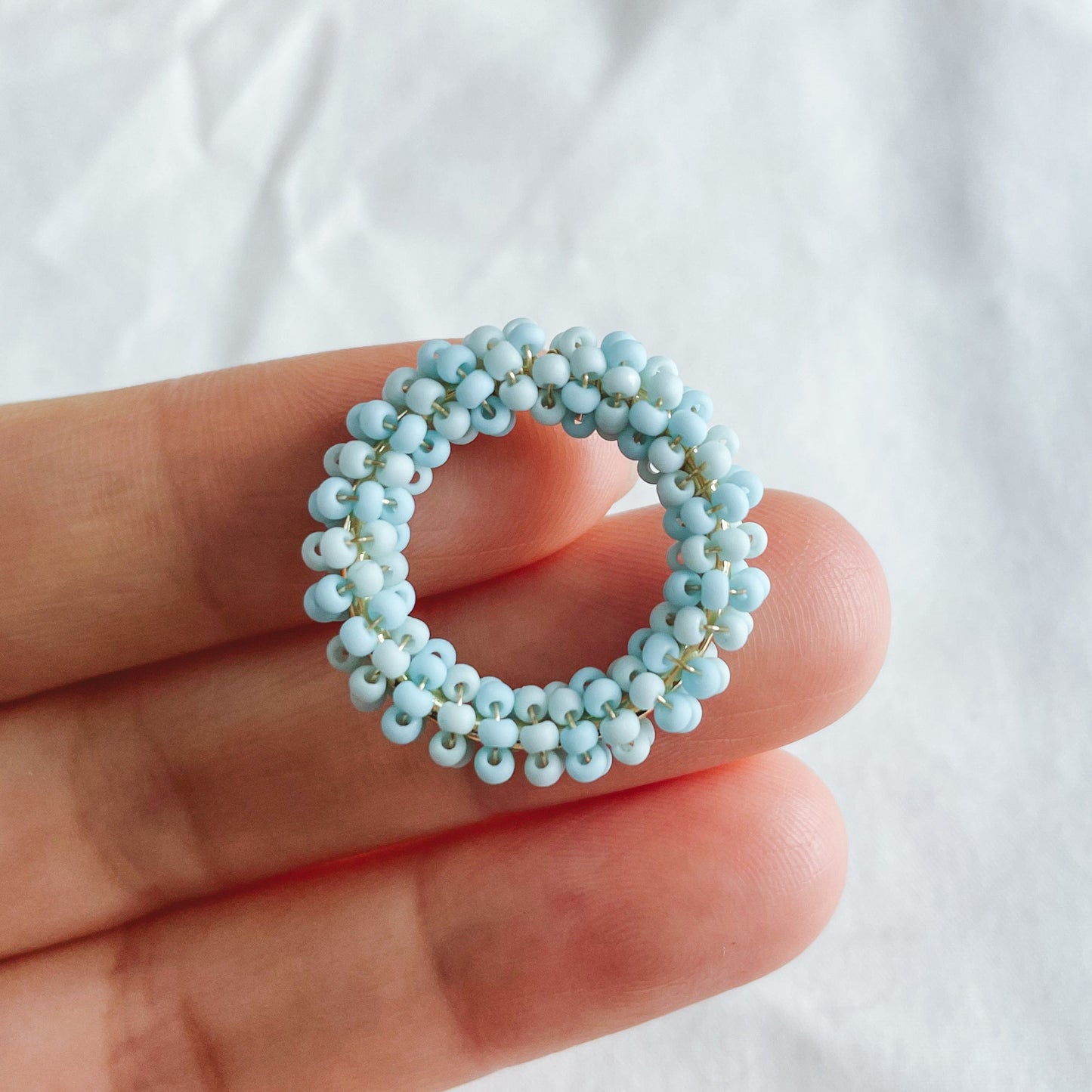 4pcs Beaded Hoop Findings: Pastel Glass Bead Circle, 25mm (FB-077)
