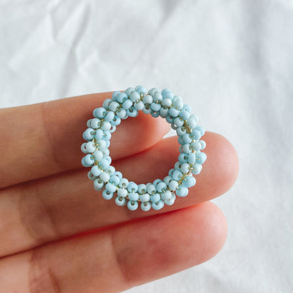 4pcs Beaded Hoop Findings: Pastel Glass Bead Circle, 25mm (FB-077)