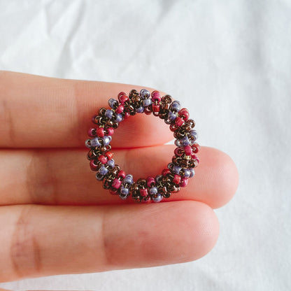 4pcs Beaded Hoop Findings: Pastel Glass Bead Circle, 25mm (FB-077)