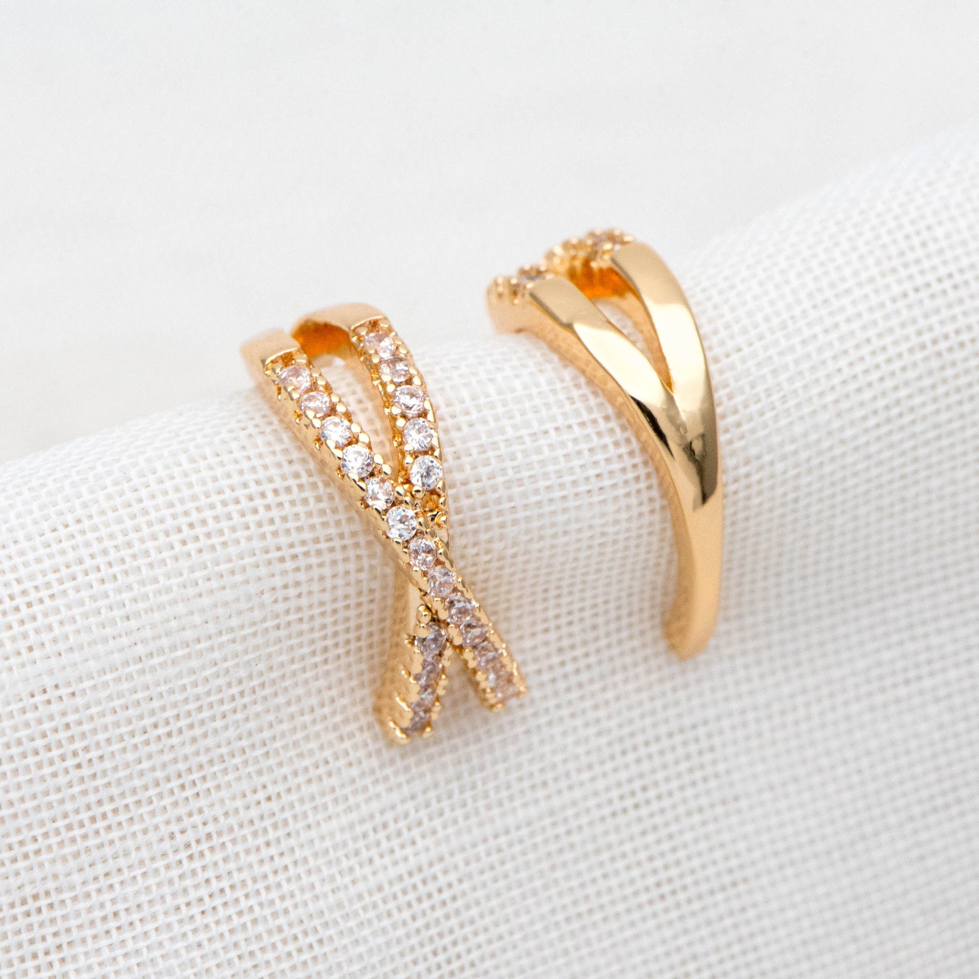 4pcs CZ Pave Ear Cuff, Cartilage Ear Cuff, Dainty Earcuff Earring (GB-1335-C)