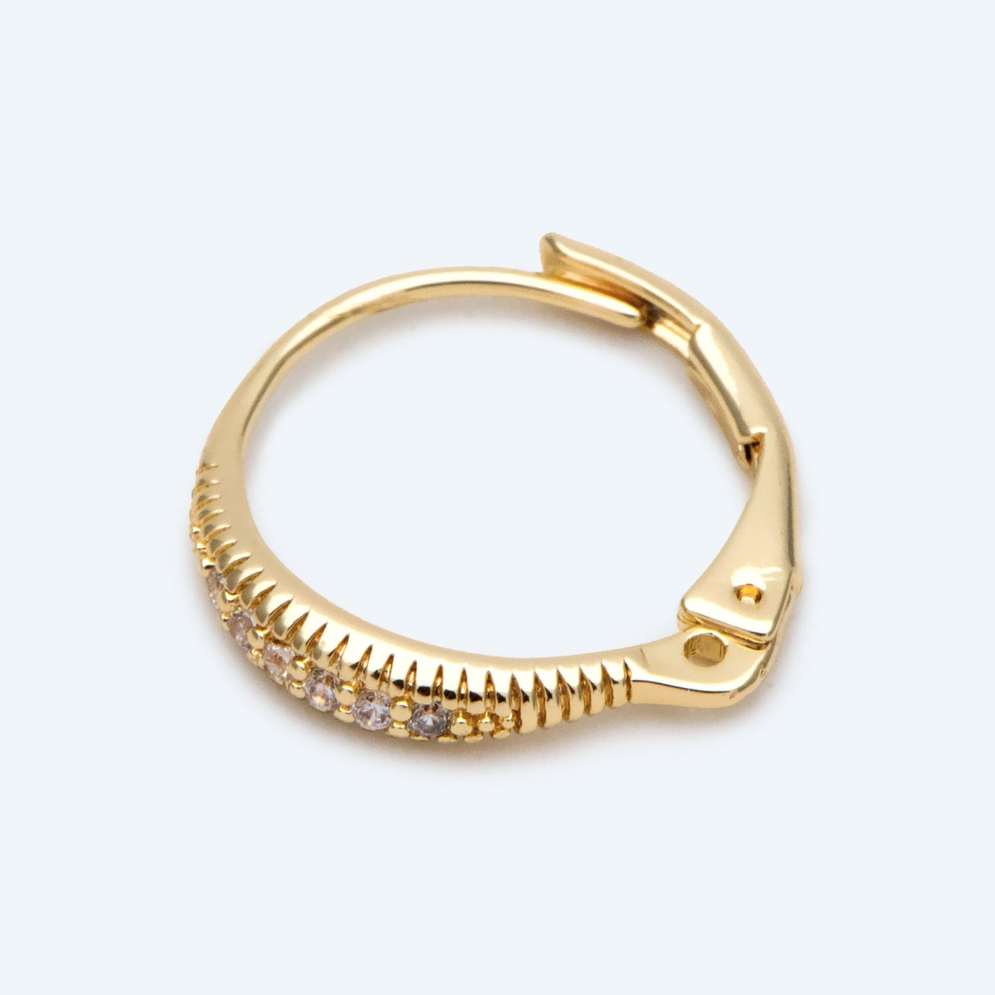 4pcs CZ Pave Gold Circle Leverback Ear Hooks, Gold plated on Brass, Earring Hoop Components (GB-2845)