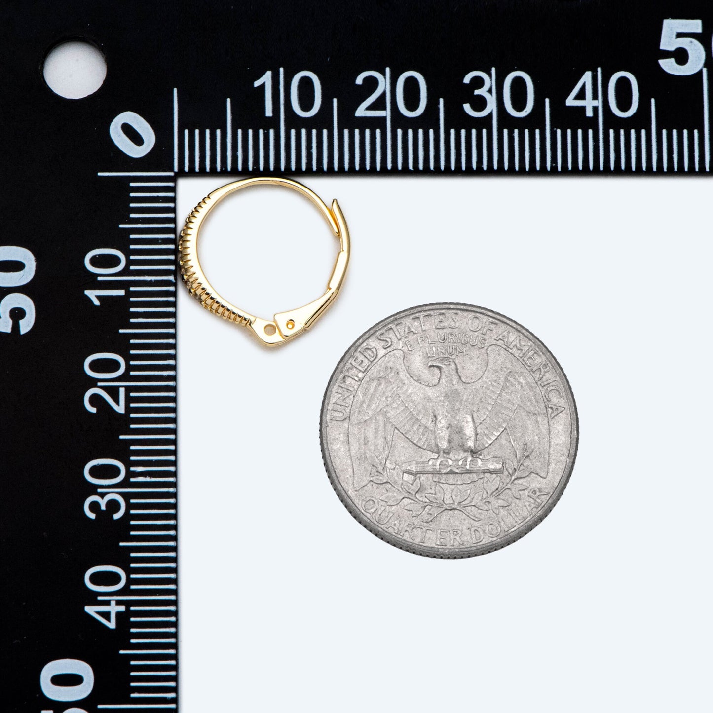 4pcs CZ Pave Gold Circle Leverback Ear Hooks, Gold plated on Brass, Earring Hoop Components (GB-2845)