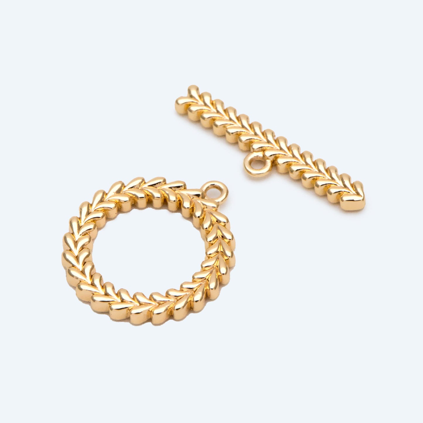 10pcs Gold Leaf Toggle Clasp, Bracelet Necklace Jewelry Clasps, 18K Gold plated Brass Clasps (GB-2563-A)