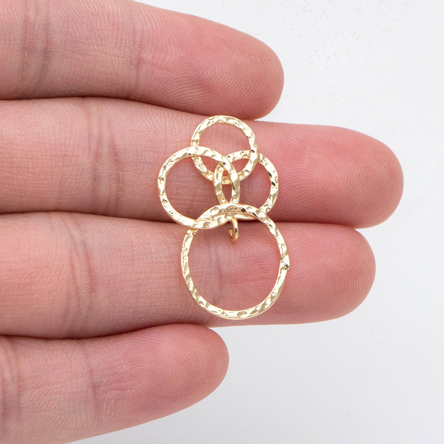 10pcs Gold Hammered Mixed Circles Pendant, Gold plated Brass Hoops, Cluster of Circles Charm (GB-2750-I)