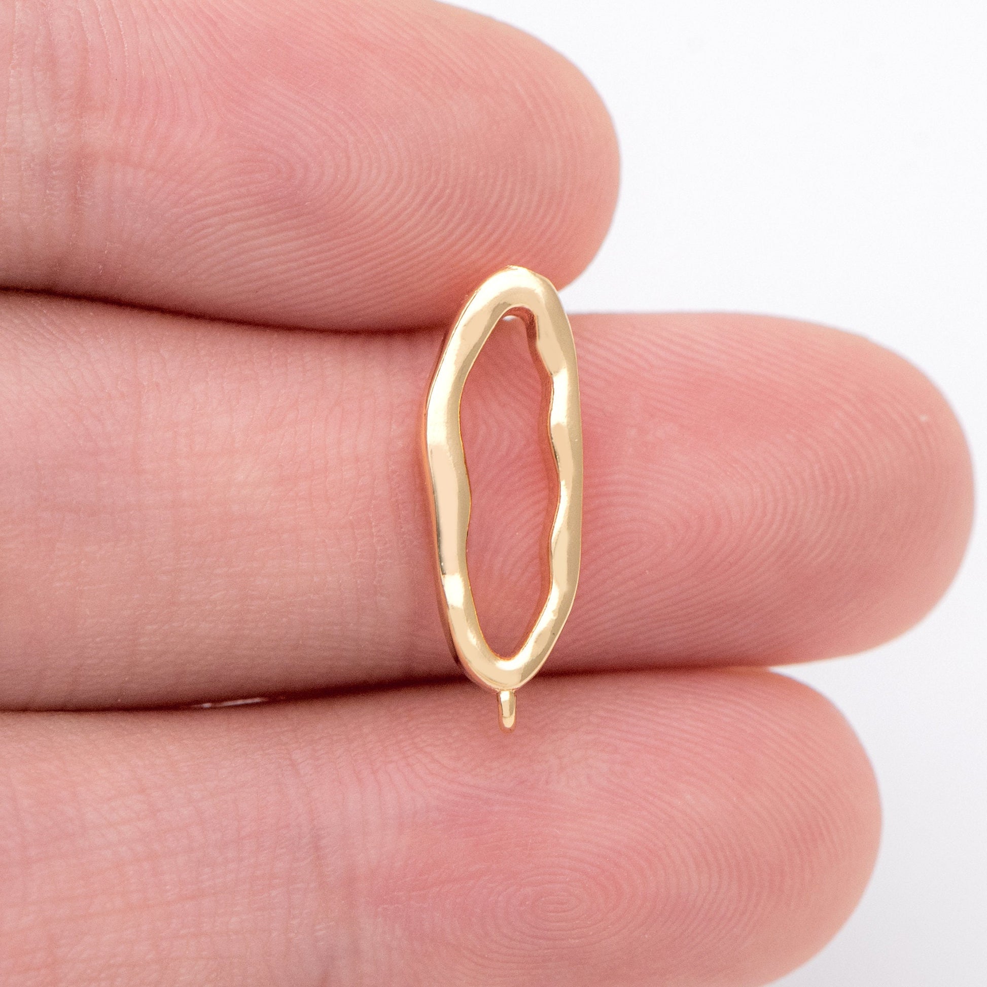 10pcs Gold Oval Hoop Ear Posts 19x6mm, Oval Circle Stud Earrings, DIY Ear Wire Findings (GB-1043)