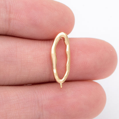 10pcs Gold Oval Hoop Ear Posts 19x6mm, Oval Circle Stud Earrings, DIY Ear Wire Findings (GB-1043)