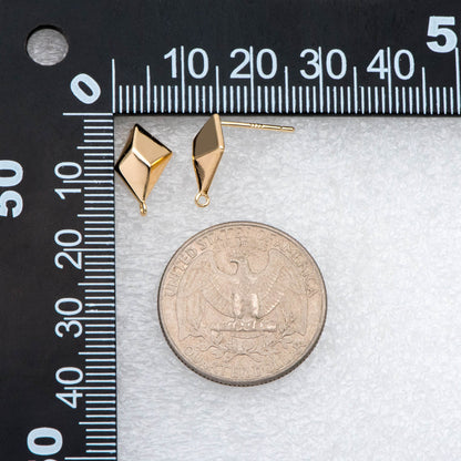 10pcs Gold Plated Geometric Earring Studs, Rhombus Ear Posts (GB-2925)