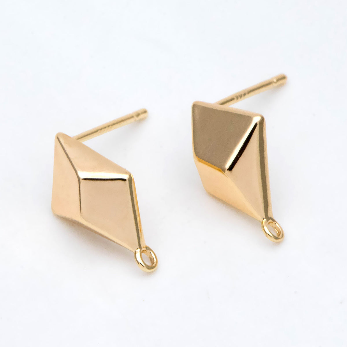 10pcs Gold Plated Geometric Earring Studs, Rhombus Ear Posts (GB-2925)