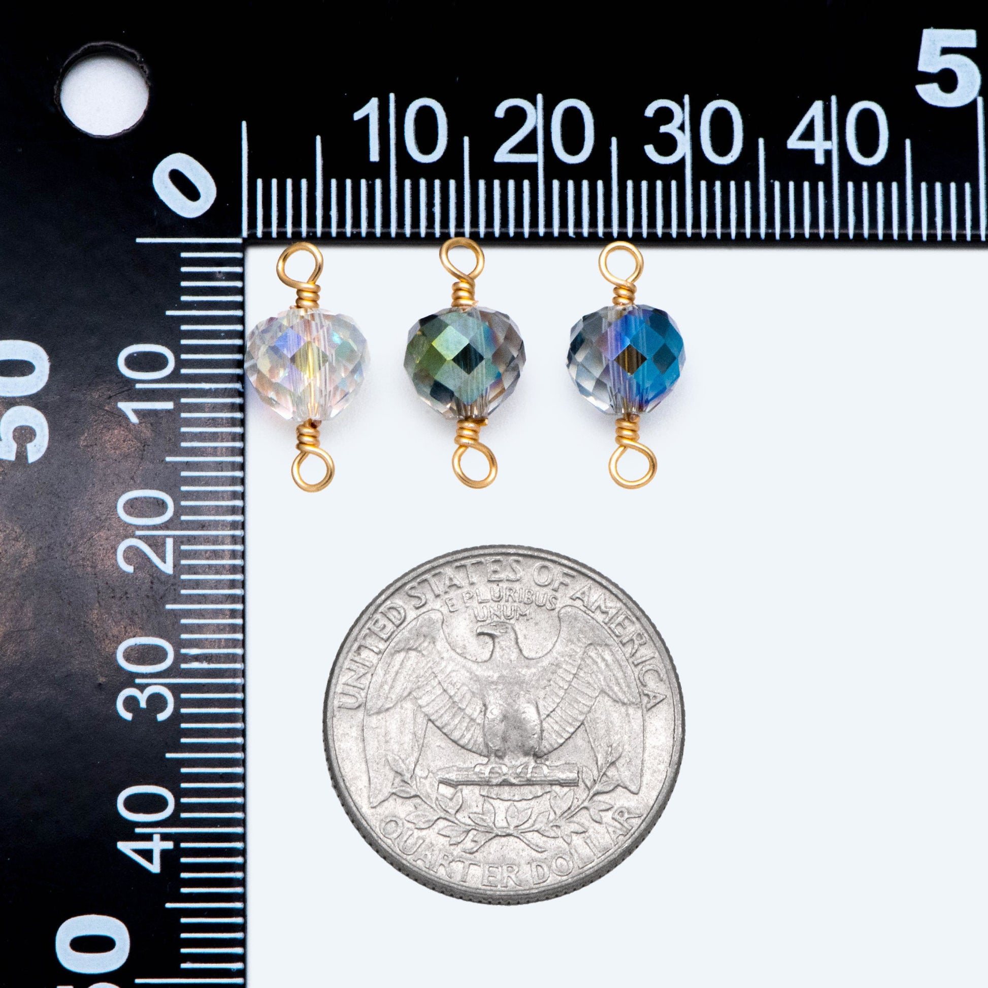 10pcs Crystal Teardrop Bead Connectors, Glass Drop Charms, 18K Gold Wire Supplies, Diy Material Findings (GB-2913)