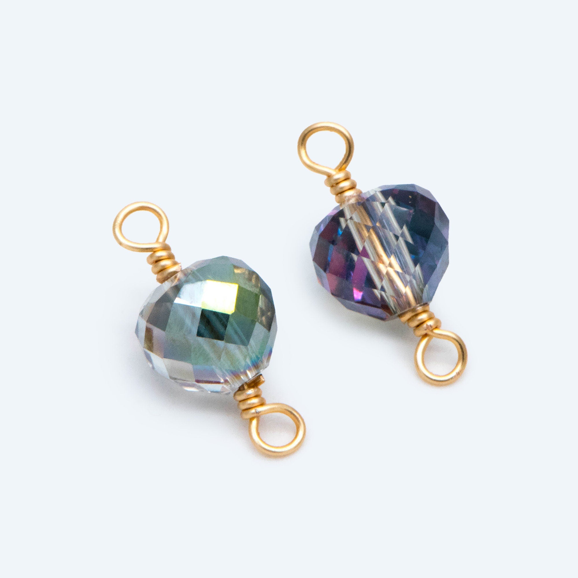 10pcs Crystal Teardrop Bead Connectors, Glass Drop Charms, 18K Gold Wire Supplies, Diy Material Findings (GB-2913)