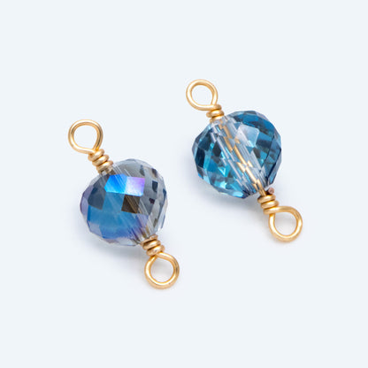 10pcs Crystal Teardrop Bead Connectors, Glass Drop Charms, 18K Gold Wire Supplies, Diy Material Findings (GB-2913)