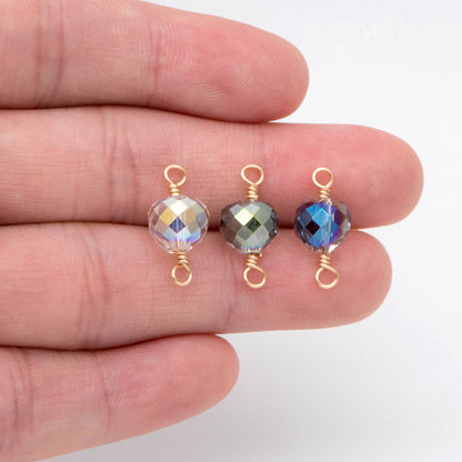 10pcs Crystal Teardrop Bead Connectors, Glass Drop Charms, 18K Gold Wire Supplies, Diy Material Findings (GB-2913)