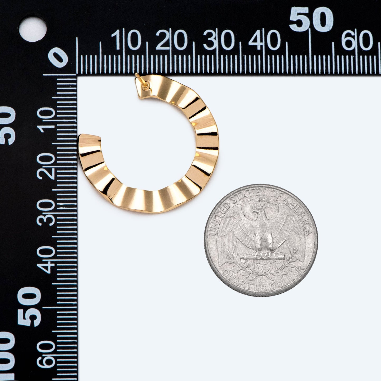 4pcs Gold Wave Circle Earrings, C Shape Earring Stud, Minimalist Earring (GB-2914)