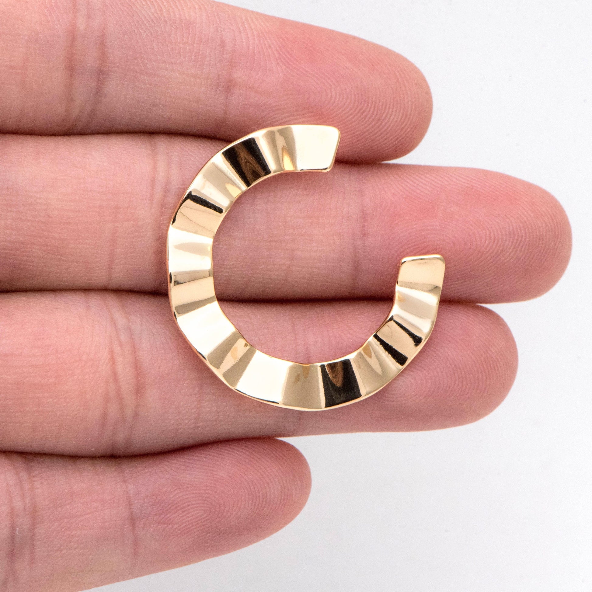 4pcs Gold Wave Circle Earrings, C Shape Earring Stud, Minimalist Earring (GB-2914)