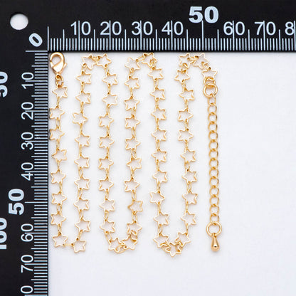 Gold/ Rhodium plated Brass Star Chains, Finished Bracelet/ Anklet/ Necklace with Extender Chain, Ready to Wear (#LK-210)