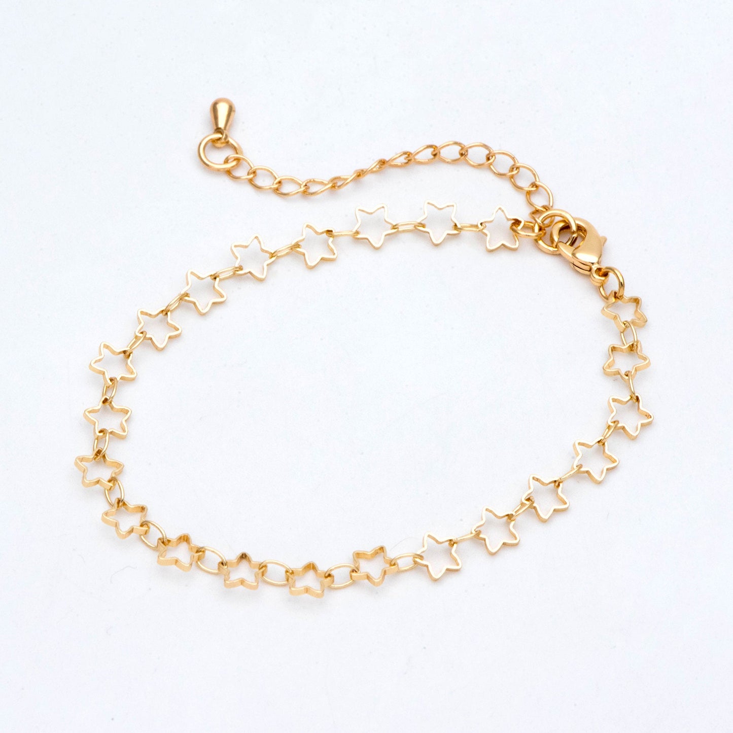 Gold/ Rhodium plated Brass Star Chains, Finished Bracelet/ Anklet/ Necklace with Extender Chain, Ready to Wear (#LK-210)