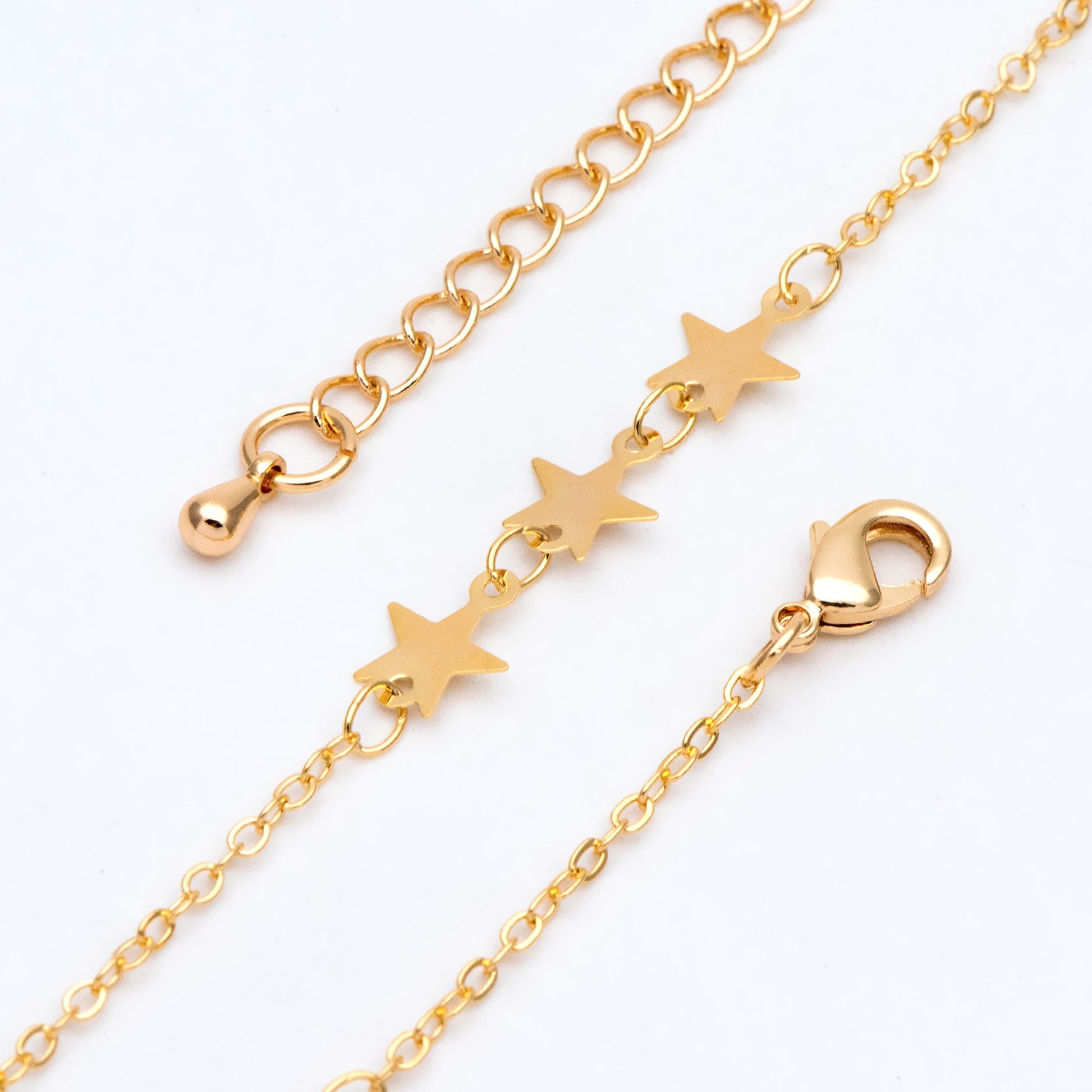 Gold plated Brass Star Chains, Adjustable Bracelet/ Anklet/ Necklaces (#LK-214-1)
