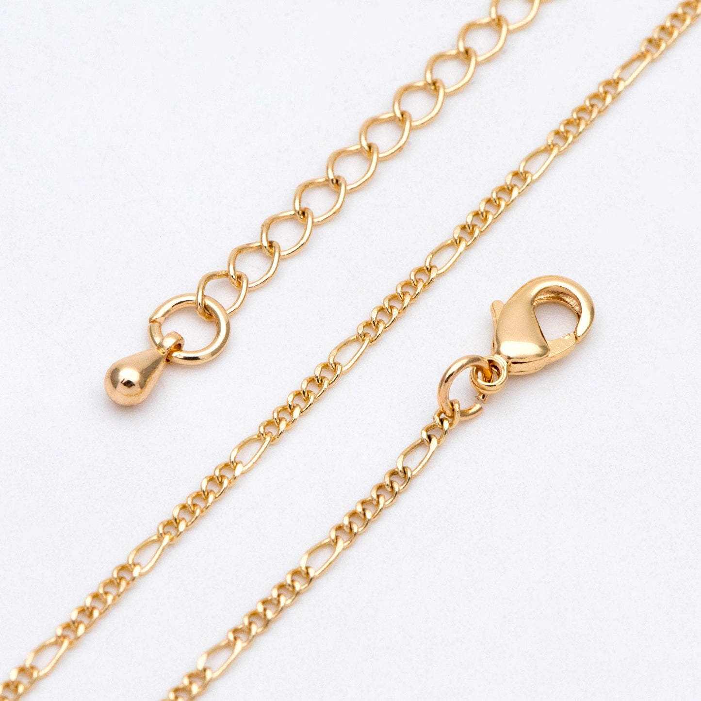 Dainty Gold Figaro Chains 1.5mm, Finished Bracelet/ Anklet/ Necklace with Extender Chain, Ready to Wear (#LK-152)
