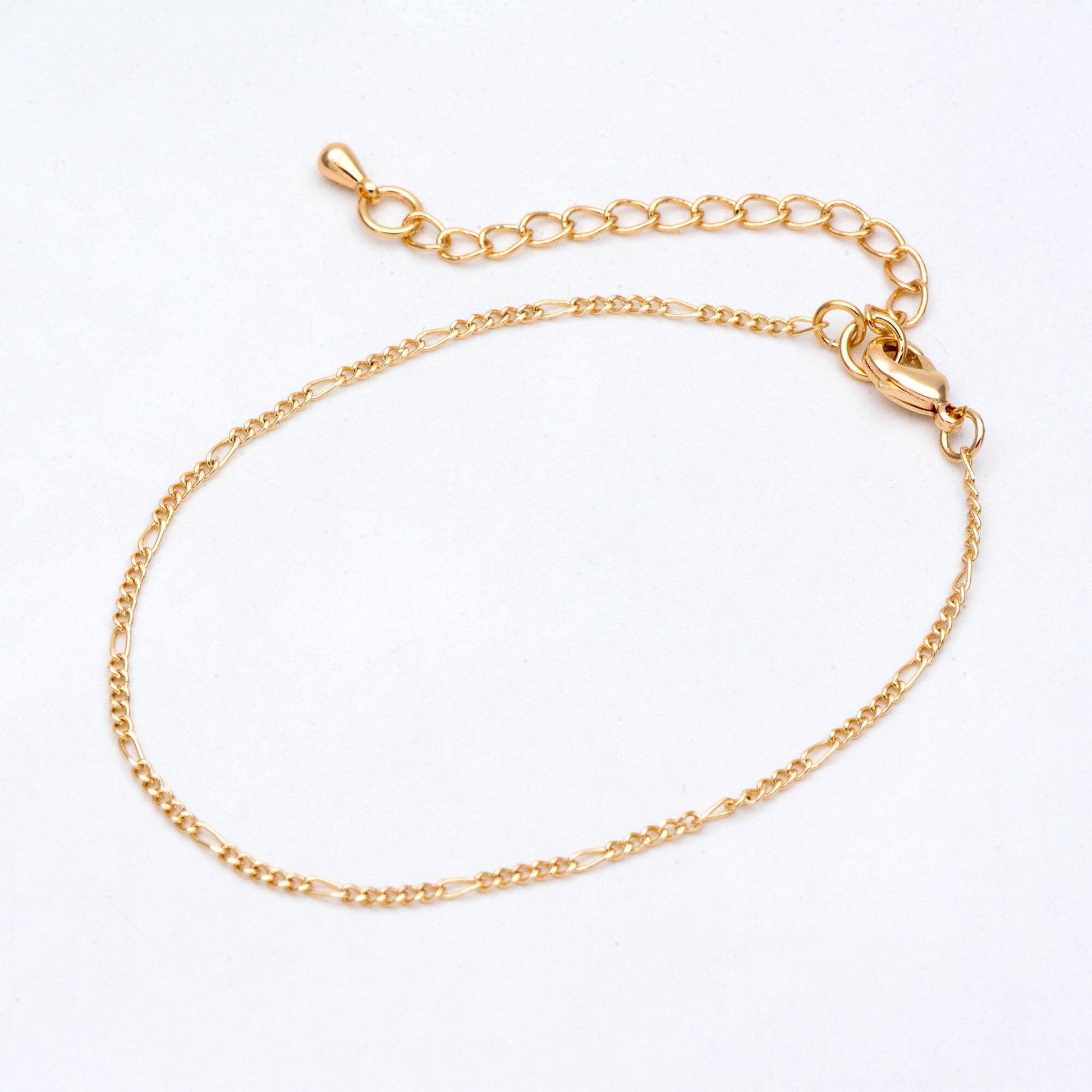 Dainty Gold Figaro Chains 1.5mm, Finished Bracelet/ Anklet/ Necklace with Extender Chain, Ready to Wear (#LK-152)