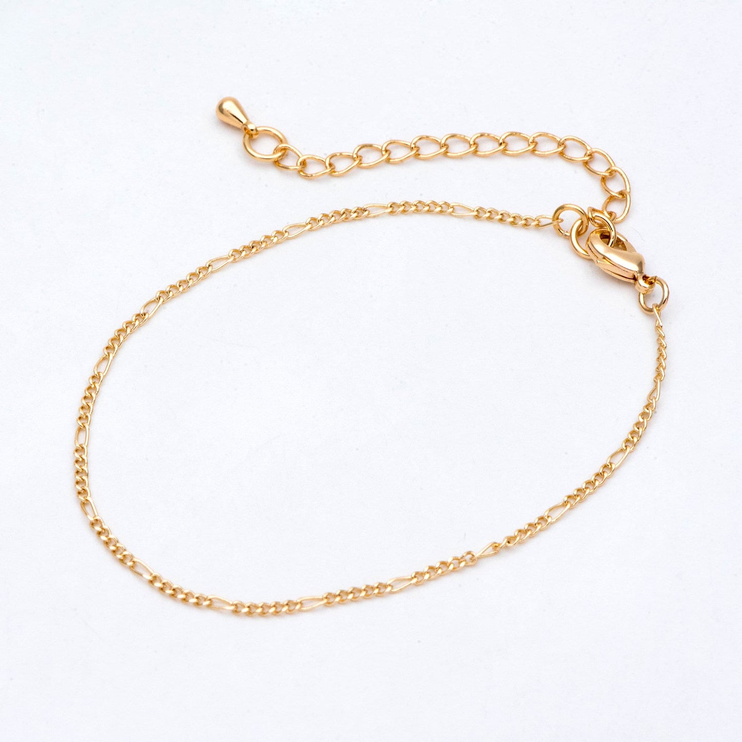 Dainty Gold Figaro Chains 1.5mm, Finished Bracelet/ Anklet/ Necklace with Extender Chain, Ready to Wear (#LK-152)