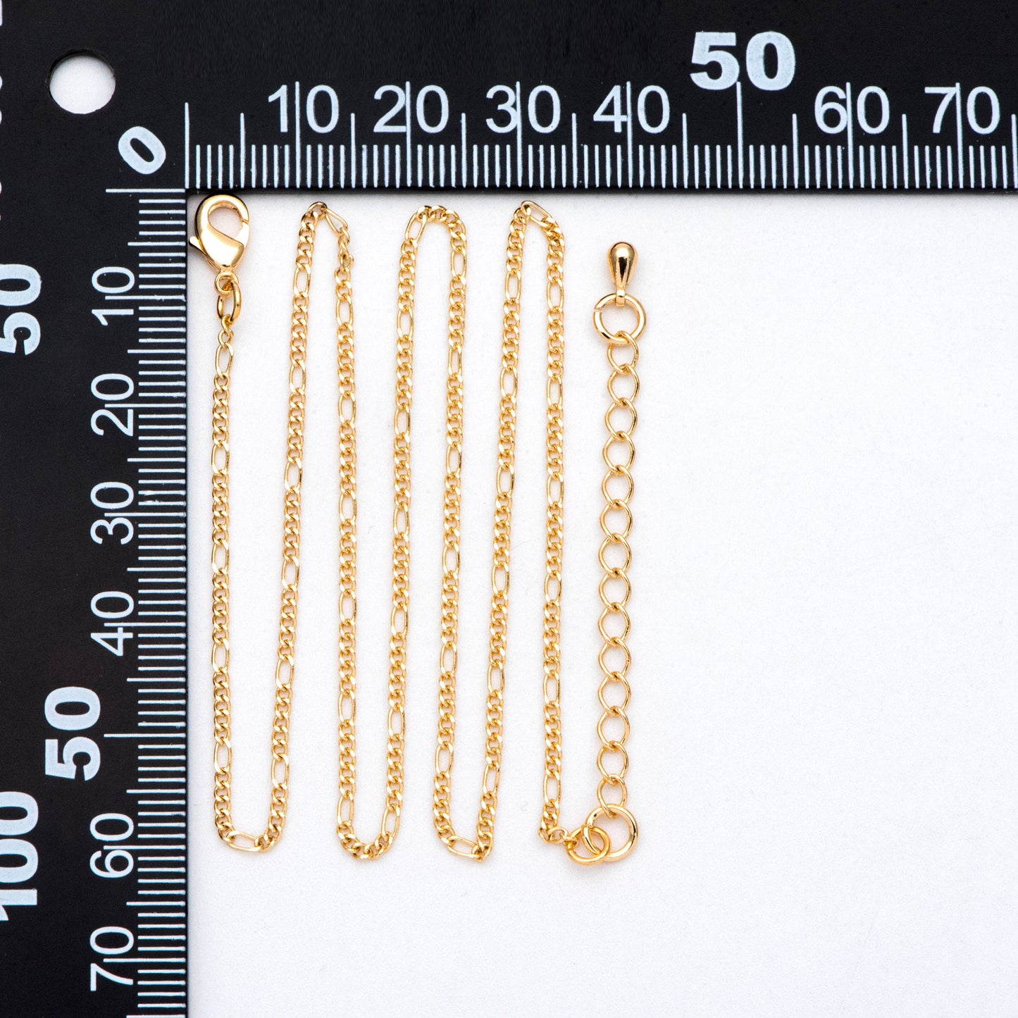 Dainty Gold Figaro Chains 1.5mm, Finished Bracelet/ Anklet/ Necklace with Extender Chain, Ready to Wear (#LK-152)