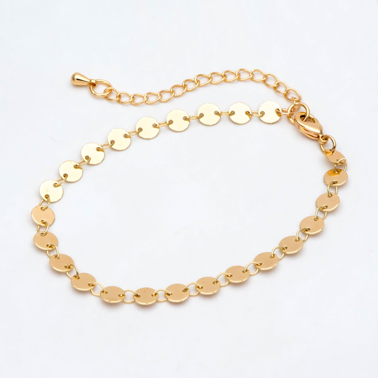 Gold/ Silver Disc Chains 4mm/ 5mm, Finished Bracelet/ Anklet/ Necklace with Extender, Ready to Wear (#LK-154)