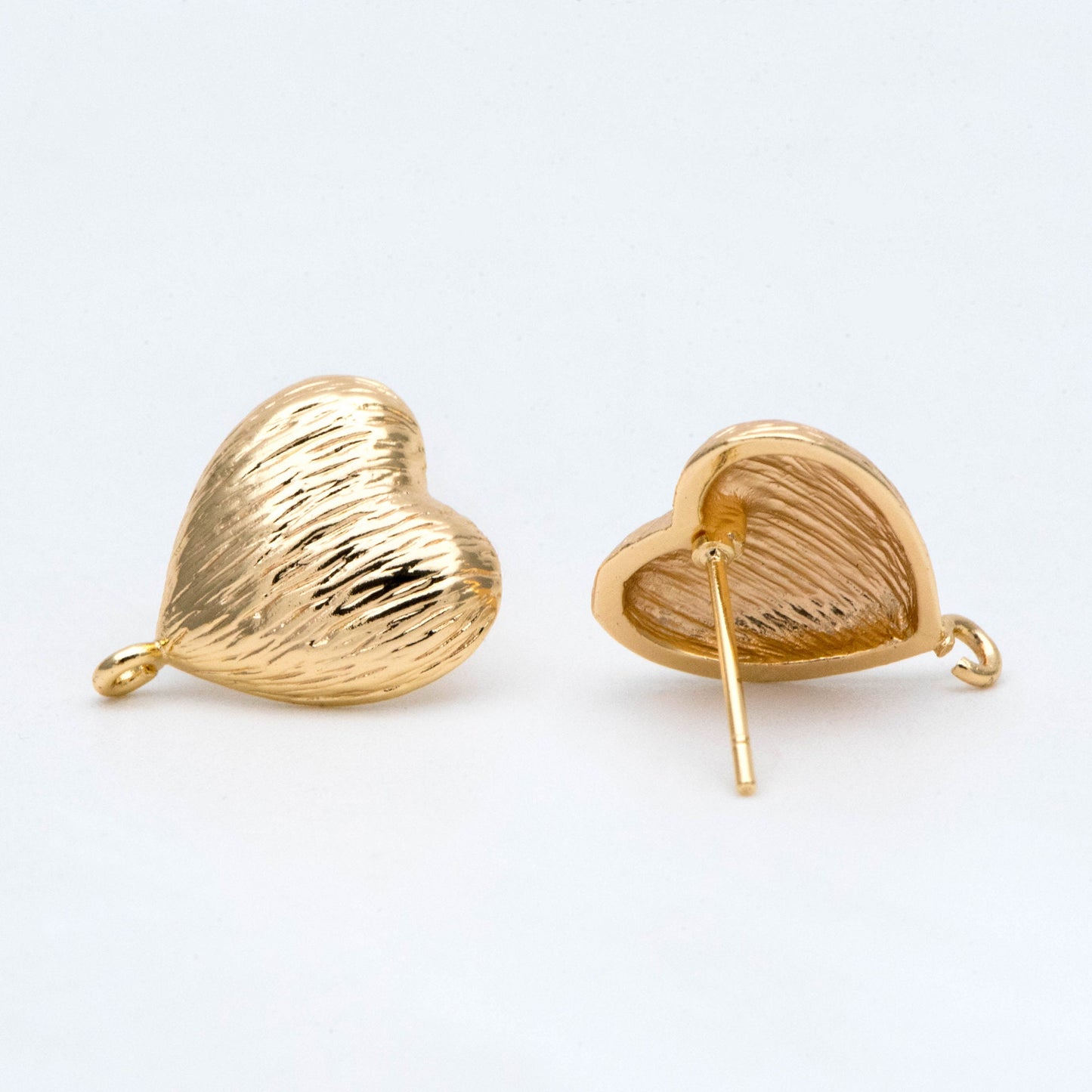 10pcs Gold Brushed Heart Ear Posts, Gold plated Brass Geometric Earring Studs (GB-2874)