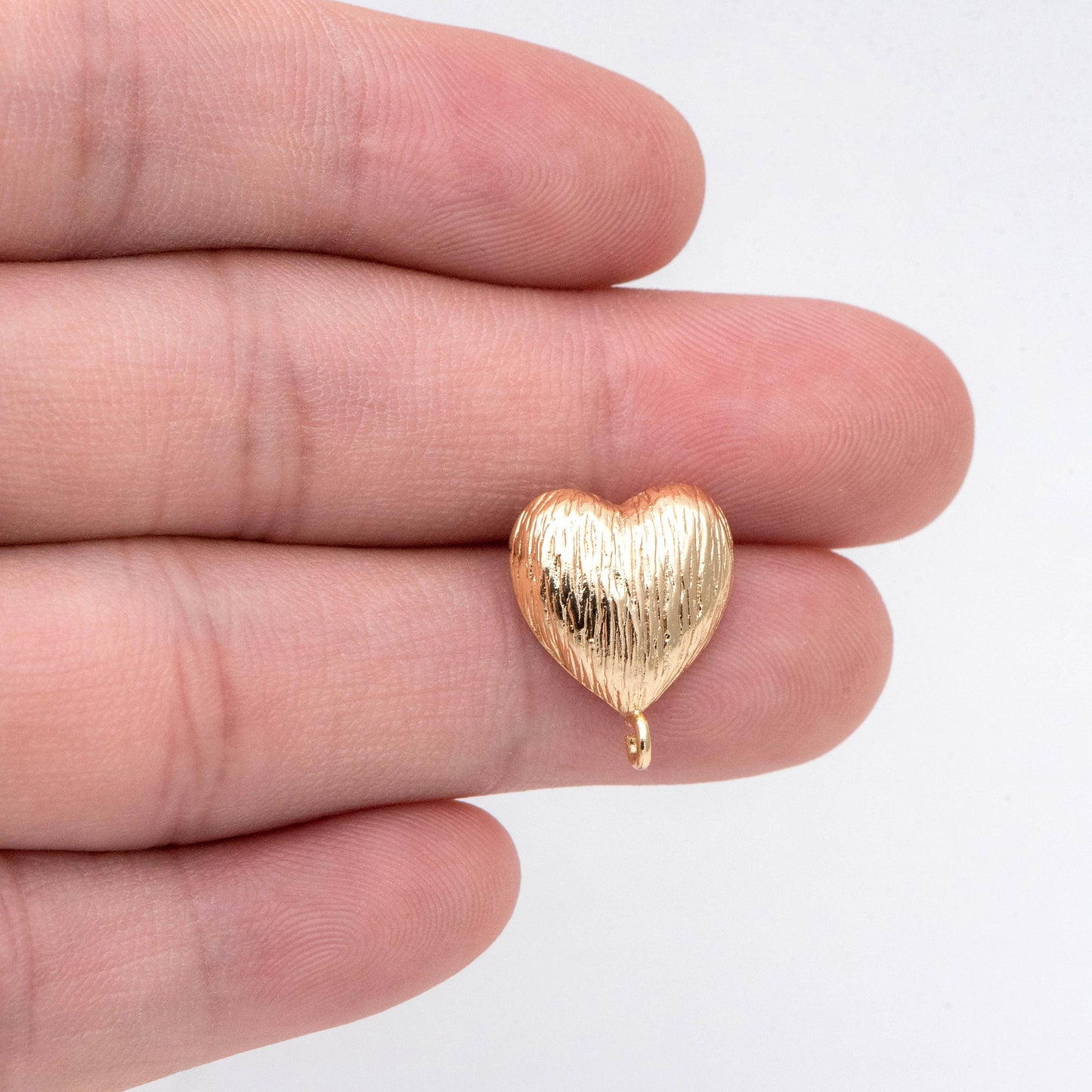 10pcs Gold Brushed Heart Ear Posts, Gold plated Brass Geometric Earring Studs (GB-2874)