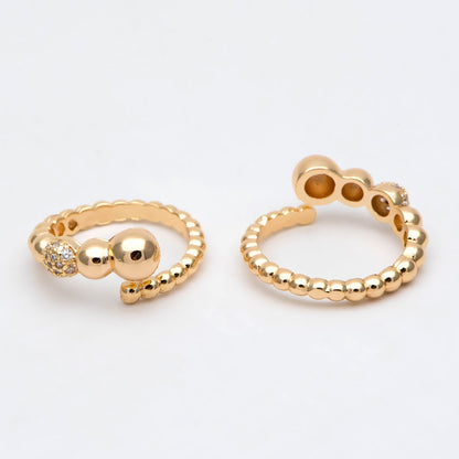 4pcs CZ Pave Gold Beaded Ring, Everyday Ring, Modern Style Ring, Fashion Rings, Dainty Rings, Adjustable Ring (#JZ-027-E)